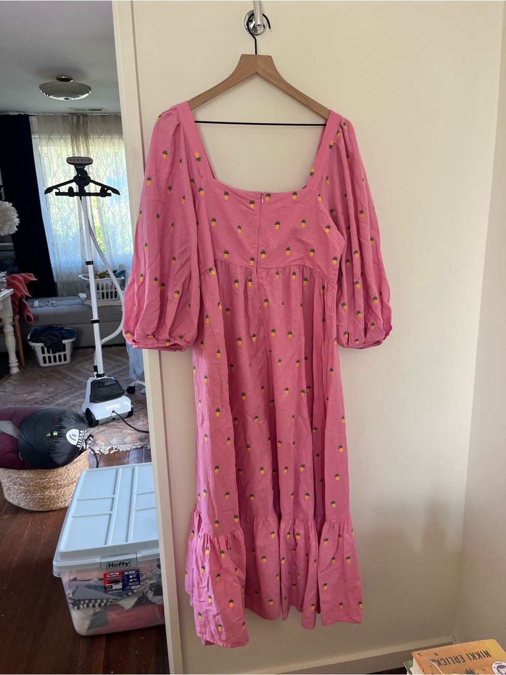 Farm Rio pink pineapple linen dress size large